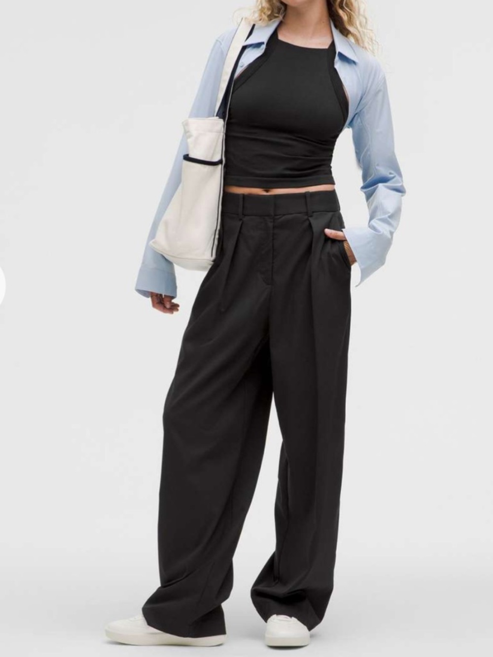 $148 Lululemon Pleat-Front High-Rise Trouser *Regular Black